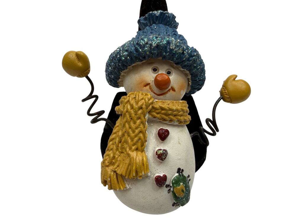VTG 80's Snowman Resin Pin Brooch Figurine Holiday Christmas Winter Jewelry 2.5"